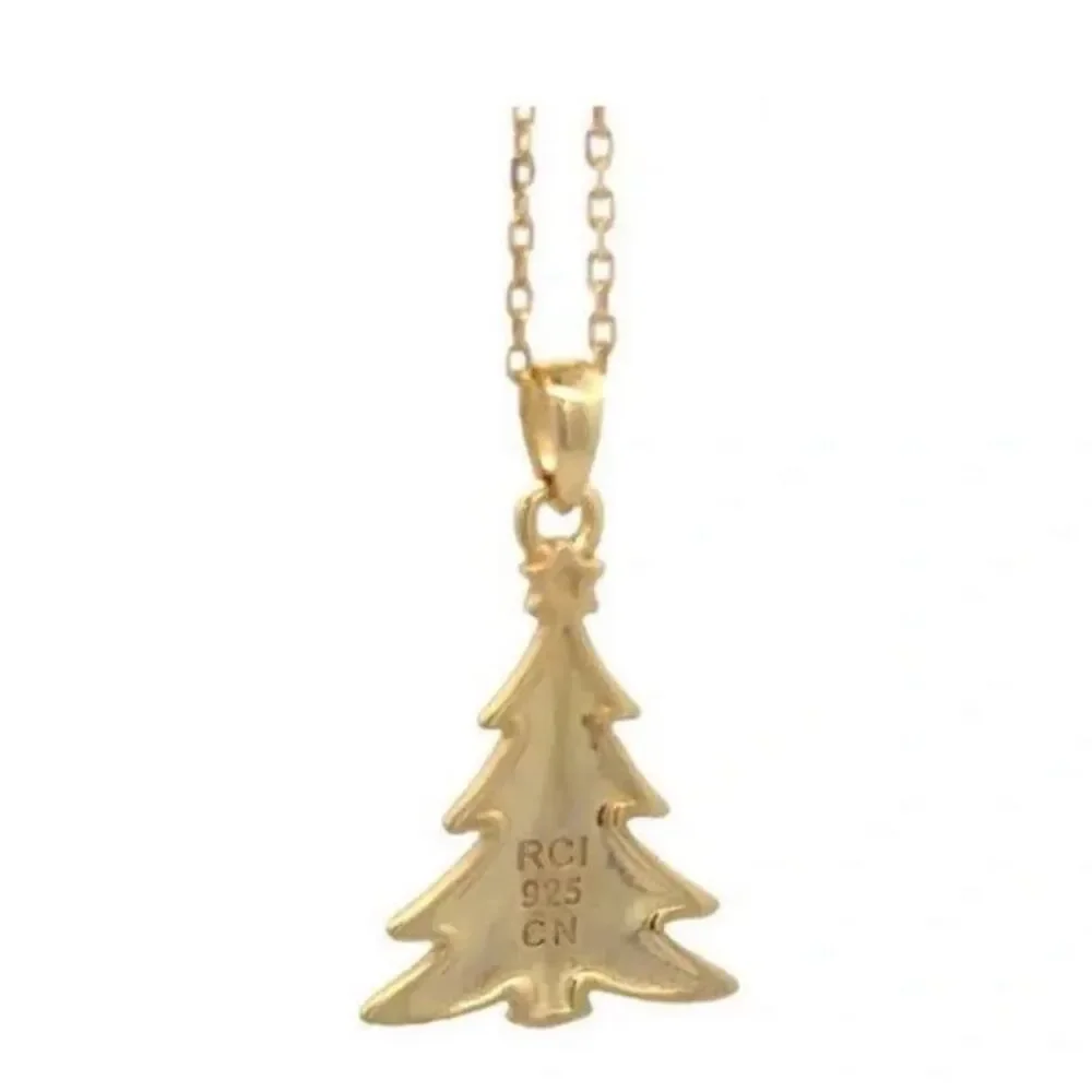 Necklace Pendant Christmas tree sterling silver gold plated new in box